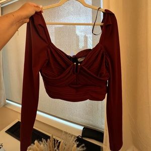 Self portrait cropped long sleeve blouse